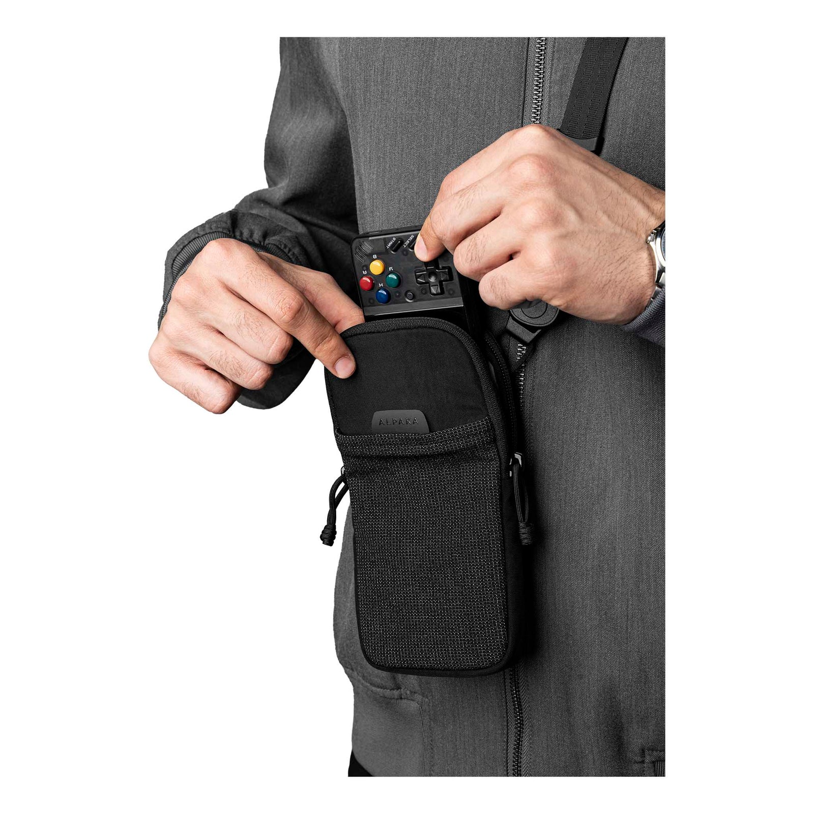 Modular Shoulder Pocket Slim Alpaka AD010920131 Phone Pockets Slim / Black | Axoflux 400D Washed Nylon