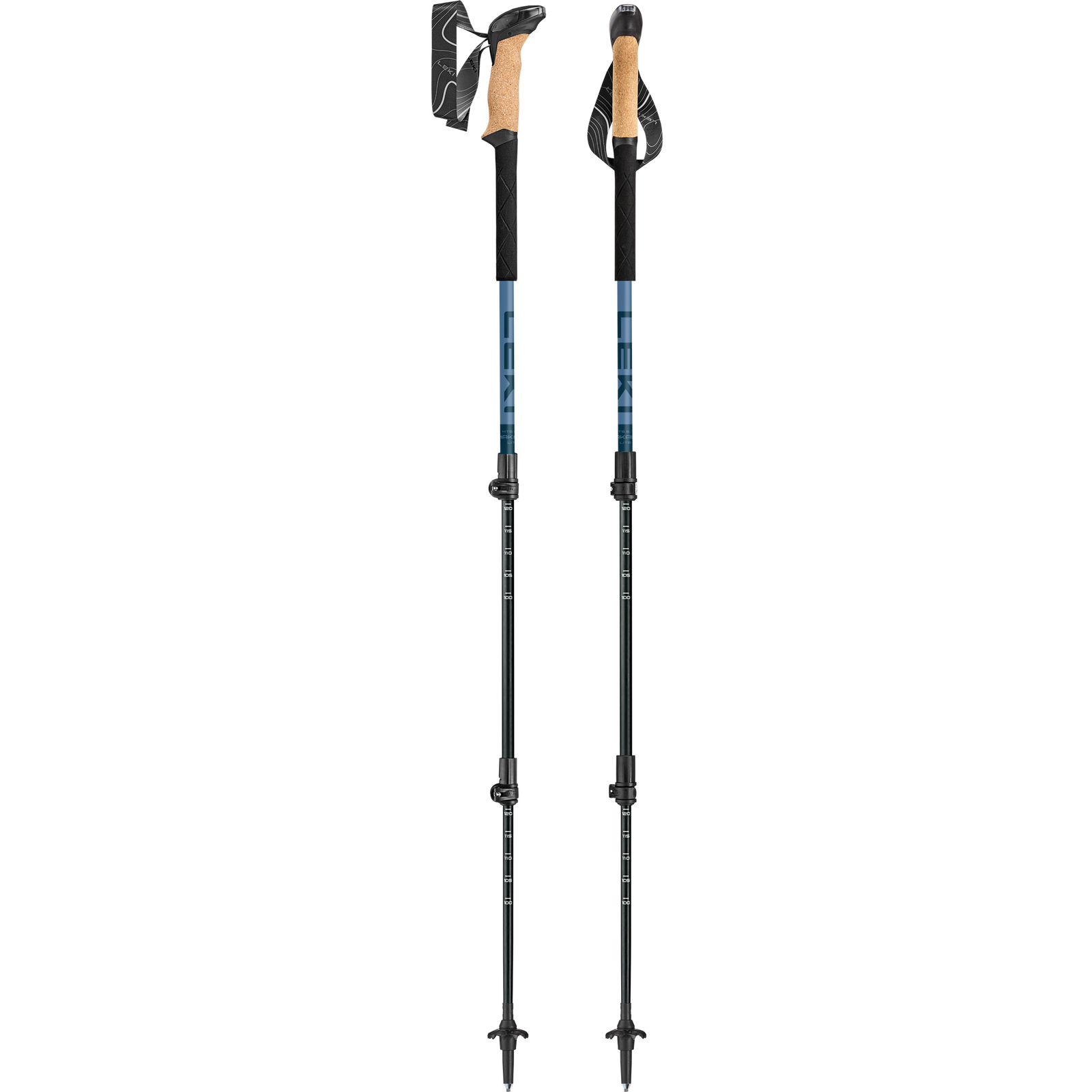 Makalu Cork Lite (Pair) Leki 656210893S Walking Poles 100-135cm / Dark Stone Blue