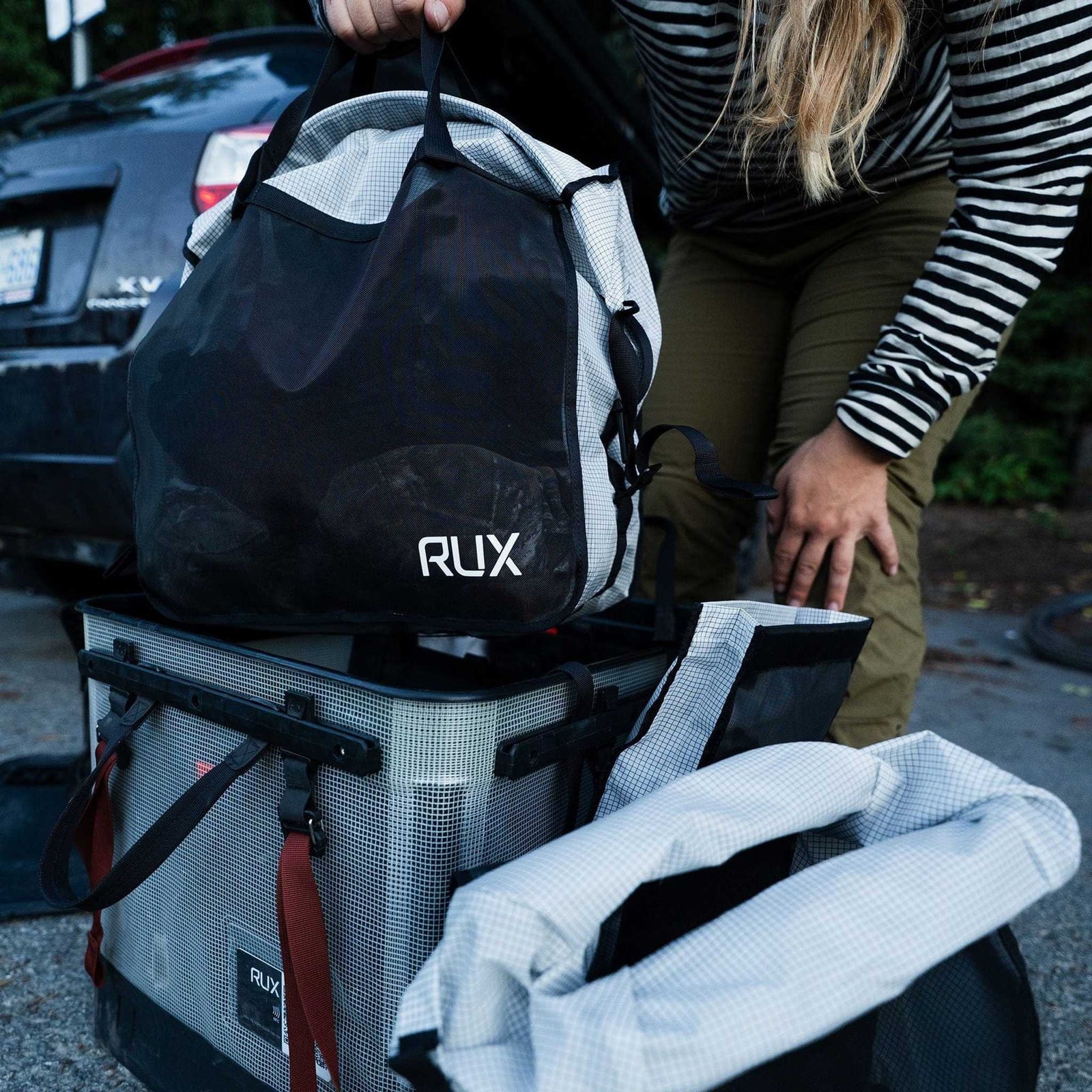 RUX Packing Bag 20L Mesh RUX PK0824-A33M Camp Storage Bags 20L / White With Black Grid