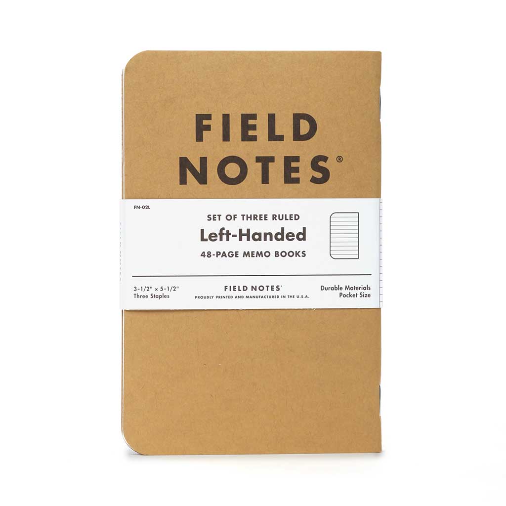 Left-Handed Ruled 3-Pack Field Notes FN-02L Notebooks 3 Pack / Brown