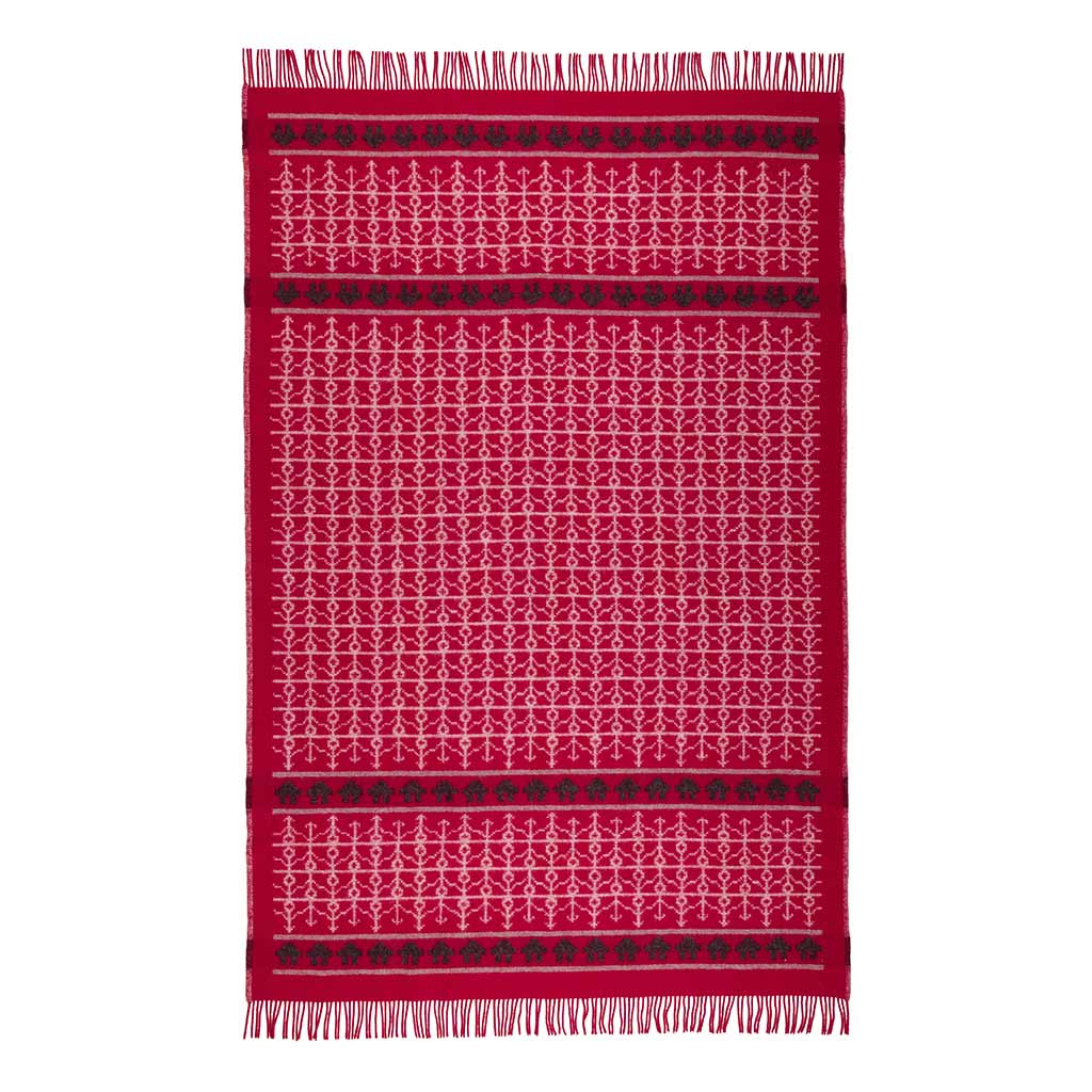 Ekshärad Röd Wool Blanket Öjbro Vantfabrik OEKS60UP130220 Blankets 130 x 220 cm / Red Multi