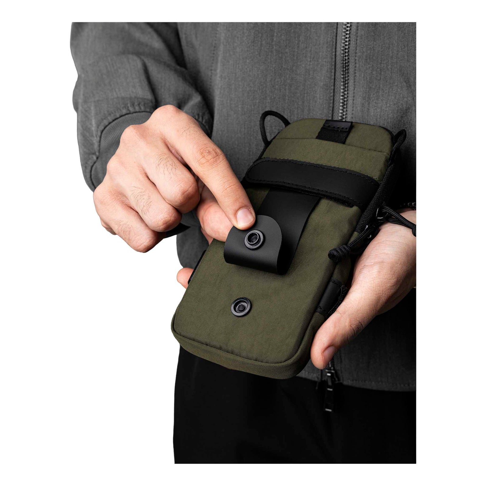 Modular Shoulder Pocket Slim Alpaka AD010920531 Phone Pockets Slim / Green | Axoflux 400D Washed Nylon