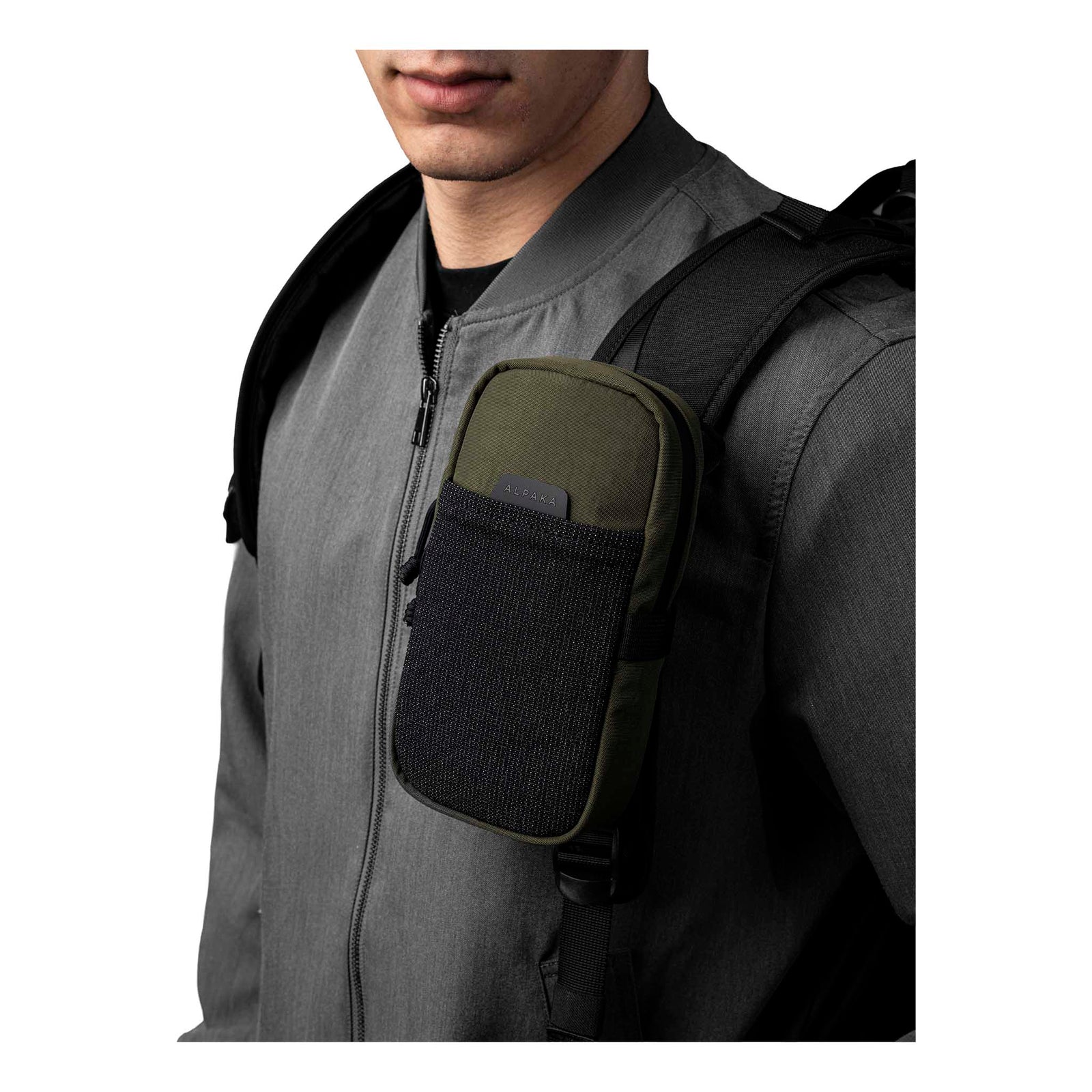 Modular Shoulder Pocket Max Alpaka AD010930531 Phone Pockets Max / Green | Axoflux 400D Washed Nylon