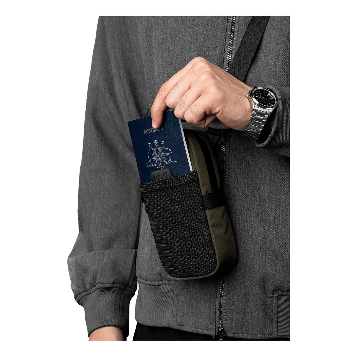 Modular Shoulder Pocket Max Alpaka AD010930531 Phone Pockets Max / Green | Axoflux 400D Washed Nylon