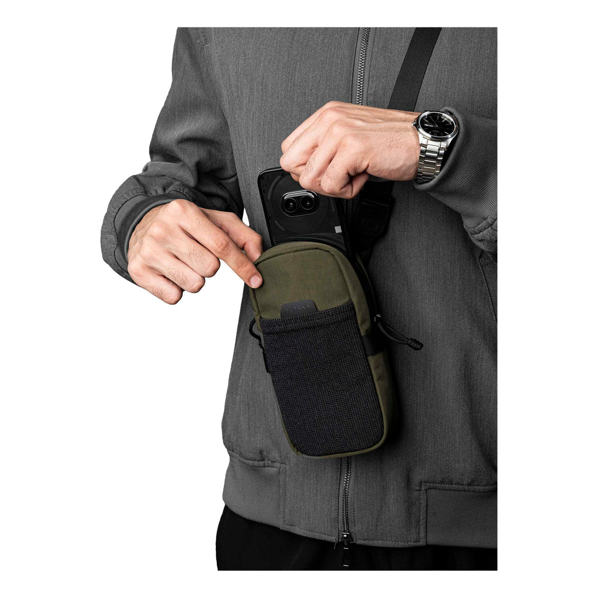 Modular Shoulder Pocket Max Alpaka AD010930531 Phone Pockets Max / Green | Axoflux 400D Washed Nylon