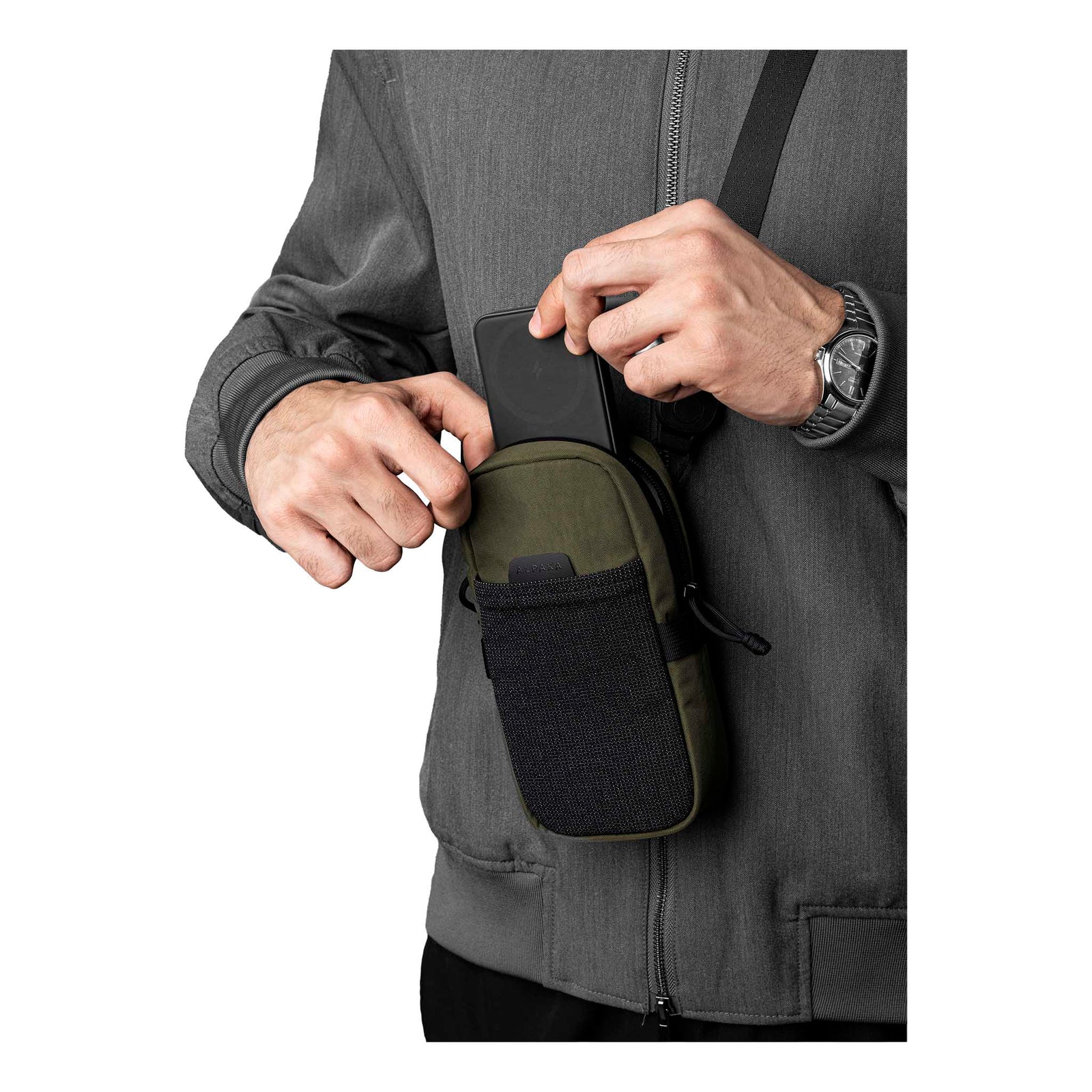 Modular Shoulder Pocket Max Alpaka AD010930531 Phone Pockets Max / Green | Axoflux 400D Washed Nylon