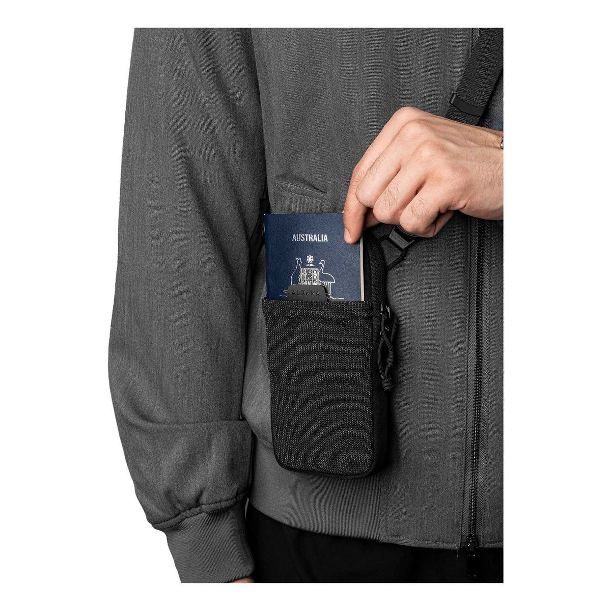 Modular Shoulder Pocket Slim Alpaka AD010920131 Phone Pockets Slim / Black | Axoflux 400D Washed Nylon
