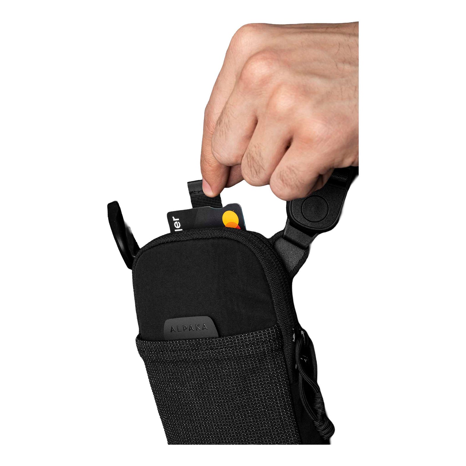 Modular Shoulder Pocket Slim Alpaka AD010920131 Phone Pockets Slim / Black | Axoflux 400D Washed Nylon