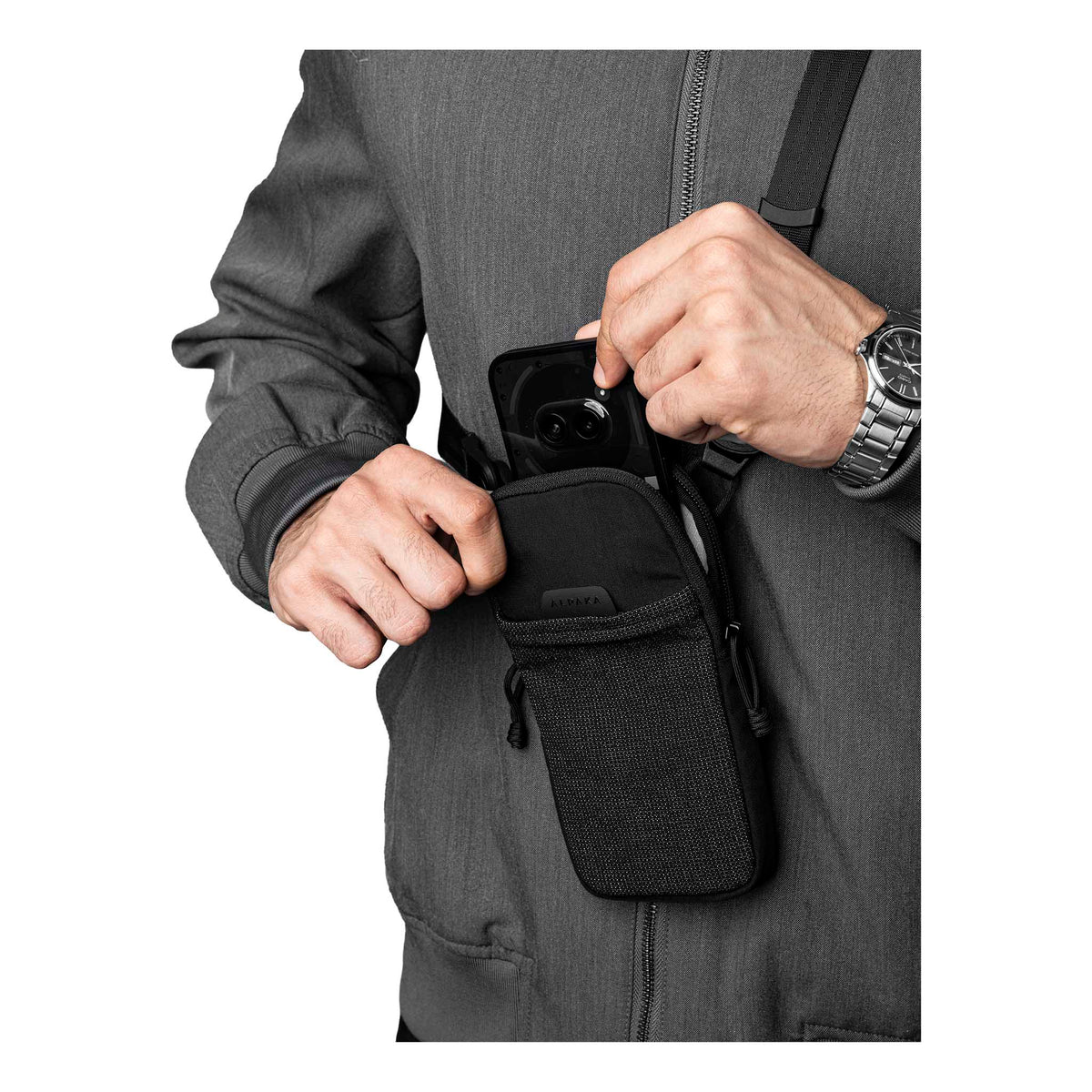 Modular Shoulder Pocket Slim Alpaka AD010920131 Phone Pockets Slim / Black | Axoflux 400D Washed Nylon