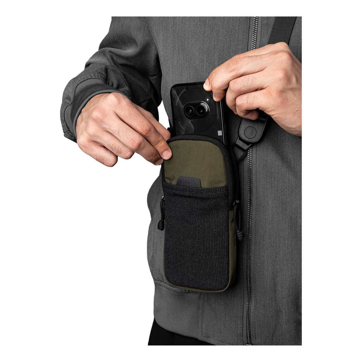 Modular Shoulder Pocket Slim Alpaka AD010920531 Phone Pockets Slim / Green | Axoflux 400D Washed Nylon