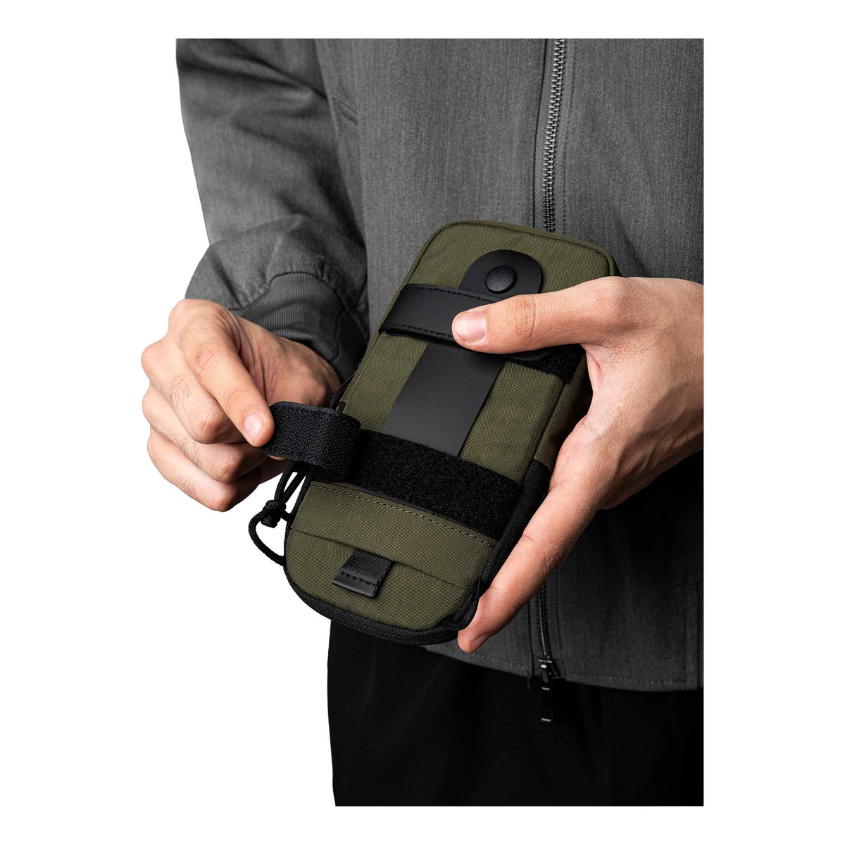 Modular Shoulder Pocket Slim Alpaka AD010920531 Phone Pockets Slim / Green | Axoflux 400D Washed Nylon