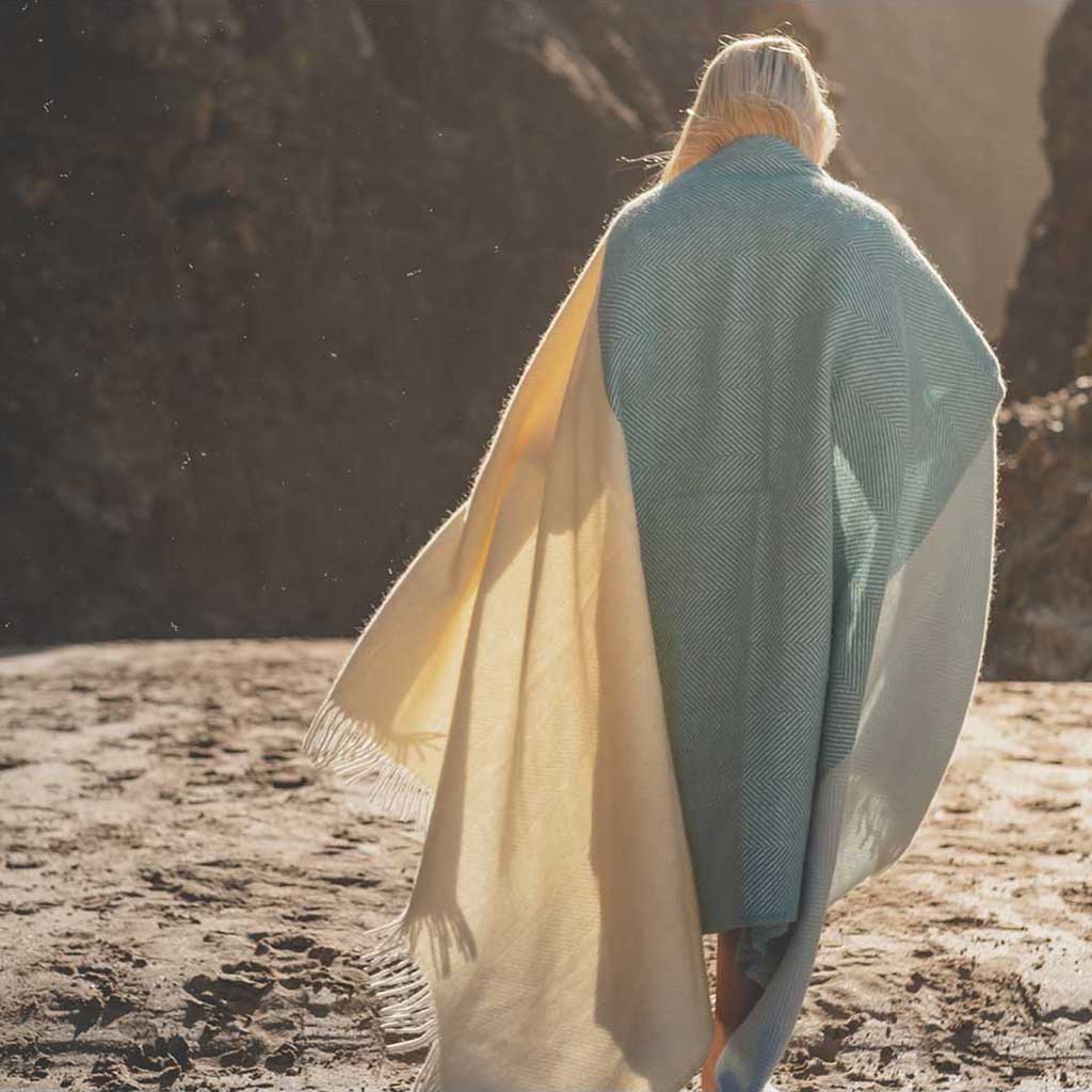 Atlantic Blankets Blue Noon Wool Blanket WildBounds UK