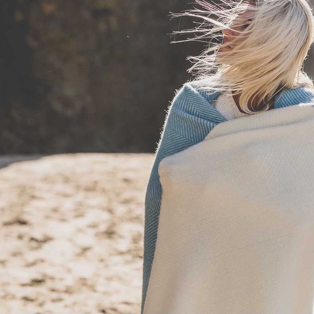 Atlantic Blankets Blue Noon Wool Blanket WildBounds UK