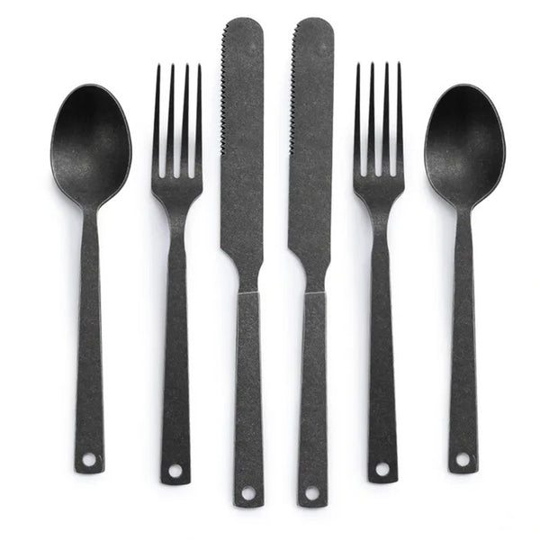 Matte Flatware | Set of 2 | SMALL DEFECT SALE Barebones Living SDS-CKW-370 Cutlery Sets One Size / Slate Grey