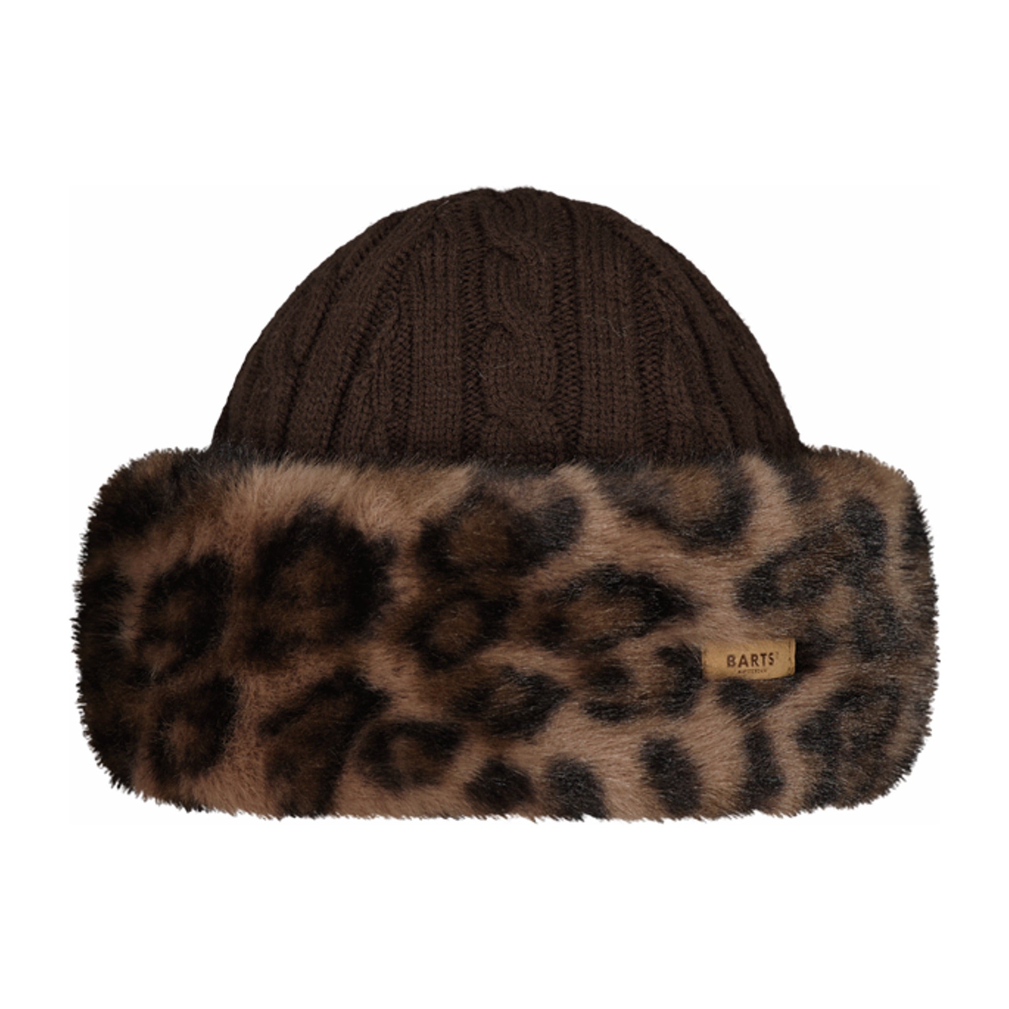 BARTS | Fur Cable Bandhat | Cable Hat | Print Brown | WildBounds UK