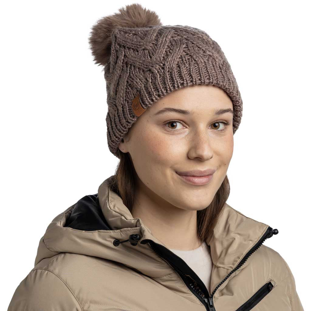 Caryn Knitted Beanie & Fleece Band BUFF 136743.322 Beanies One Size / Cobblestone