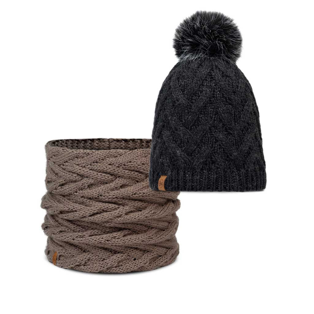 Caryn Knitted Beanie & Fleece Band BUFF 136743.901 Beanies One Size / Graphite