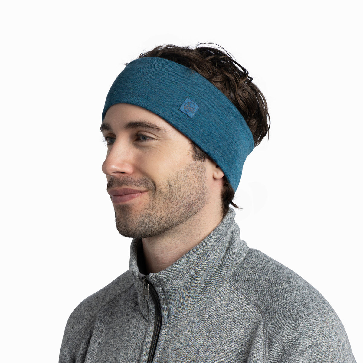 Merino Wide Headband BUFF 129441.737 Earmuffs One Size / Ocean Blue