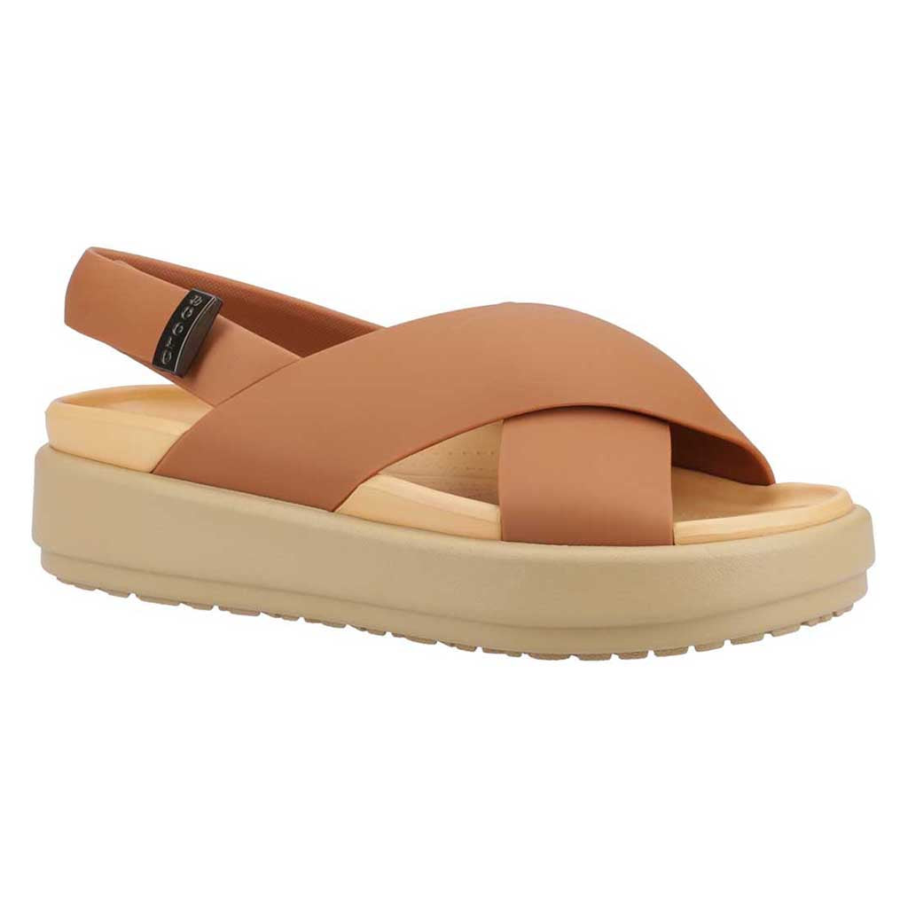 Crocs Brooklyn Luxe X-Strap Sandal Comfy Sandals Tan