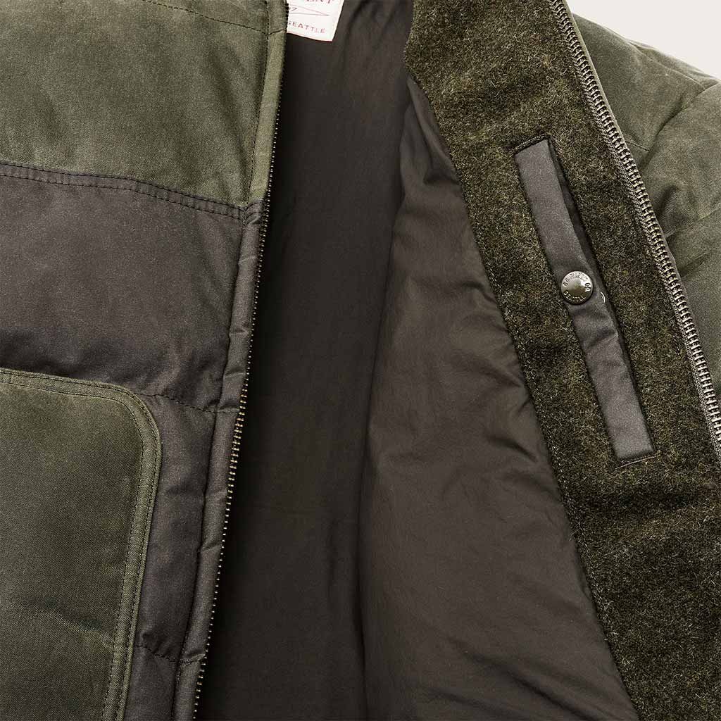 Filson | Down Bomber Jacket | Men's | Waxed Cotton Puffy | Otter
