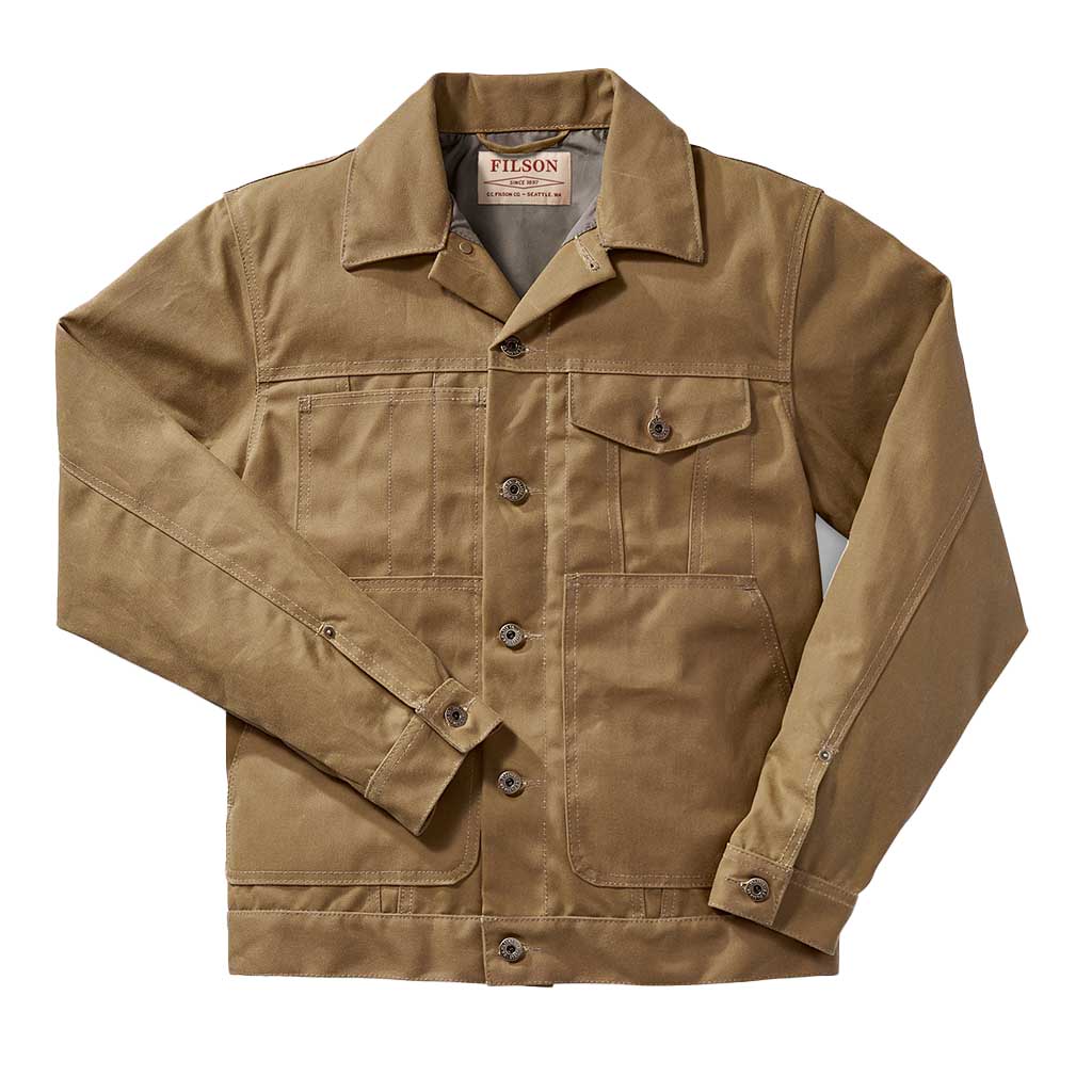 Filson Tin Cloth Short Lined Cruiser Waxed Jacket Dark Tan