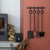 Fireside Set of 4 Tools on Wall Rack Garden Trading FIRE08 Fireside Tools One Size / Black