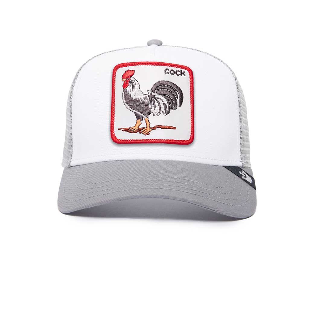Rooster Trucker Hat One Size Light Grey