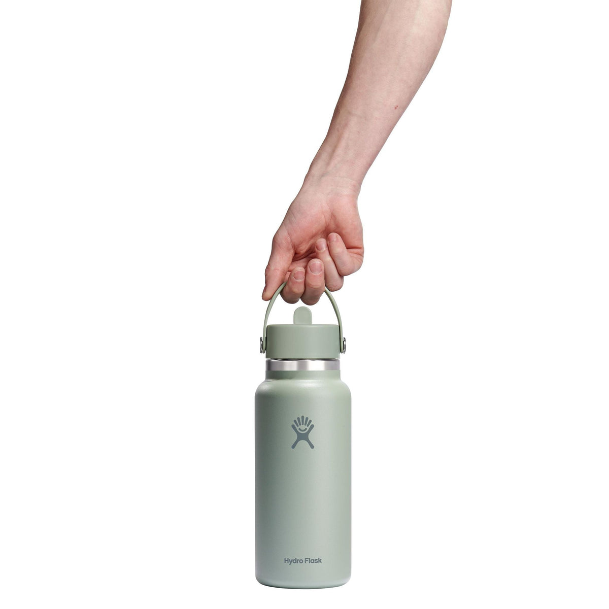 32 oz Wide Mouth w/ Flex Straw Cap Hydro Flask W32CFS374 Water Bottles 32 oz / Agave