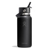 32 oz Wide Mouth w/ Flex Straw Cap Hydro Flask W32CFS001 Water Bottles 32 oz / Black