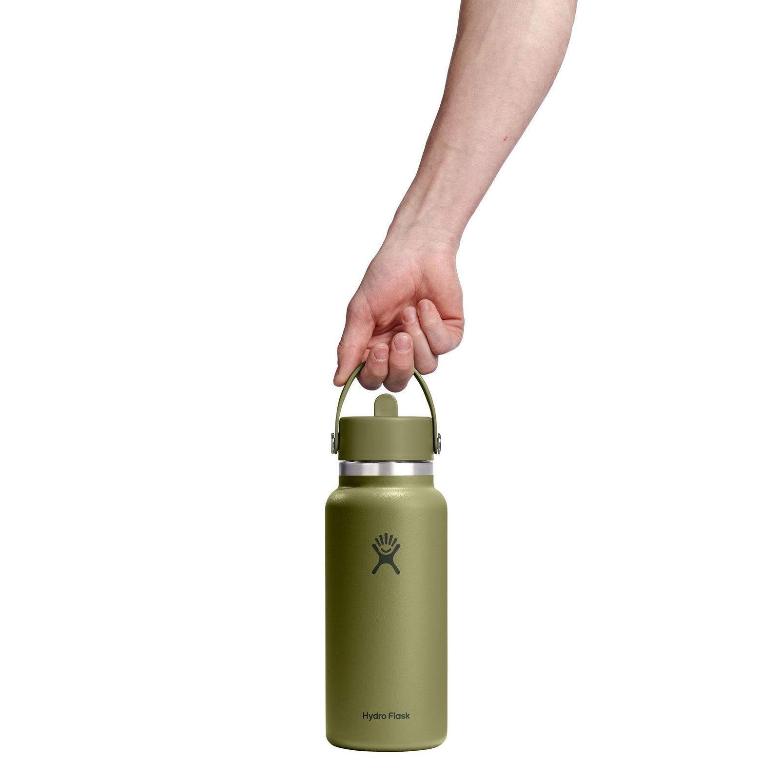 32 oz Wide Mouth w/ Flex Straw Cap Hydro Flask W32CFS346 Water Bottles 32 oz / Palmer Green