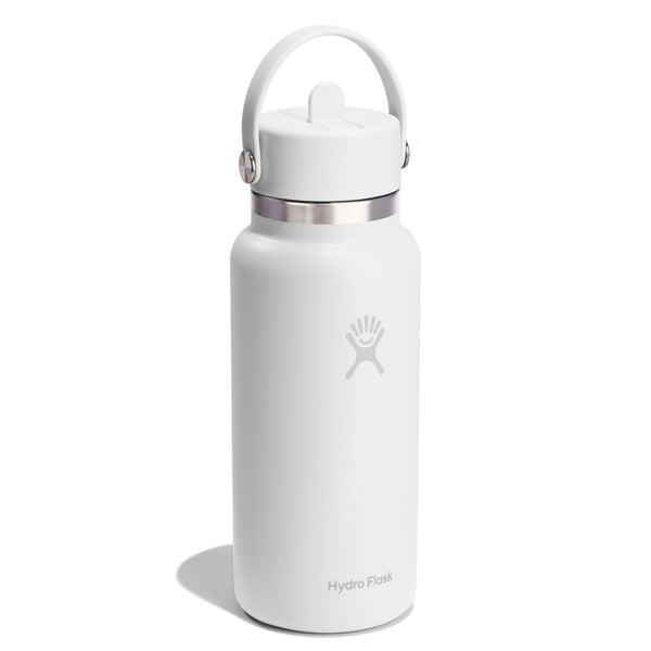 32 oz Wide Mouth w/ Flex Straw Cap Hydro Flask W32CFS110 Water Bottles 32 oz / White