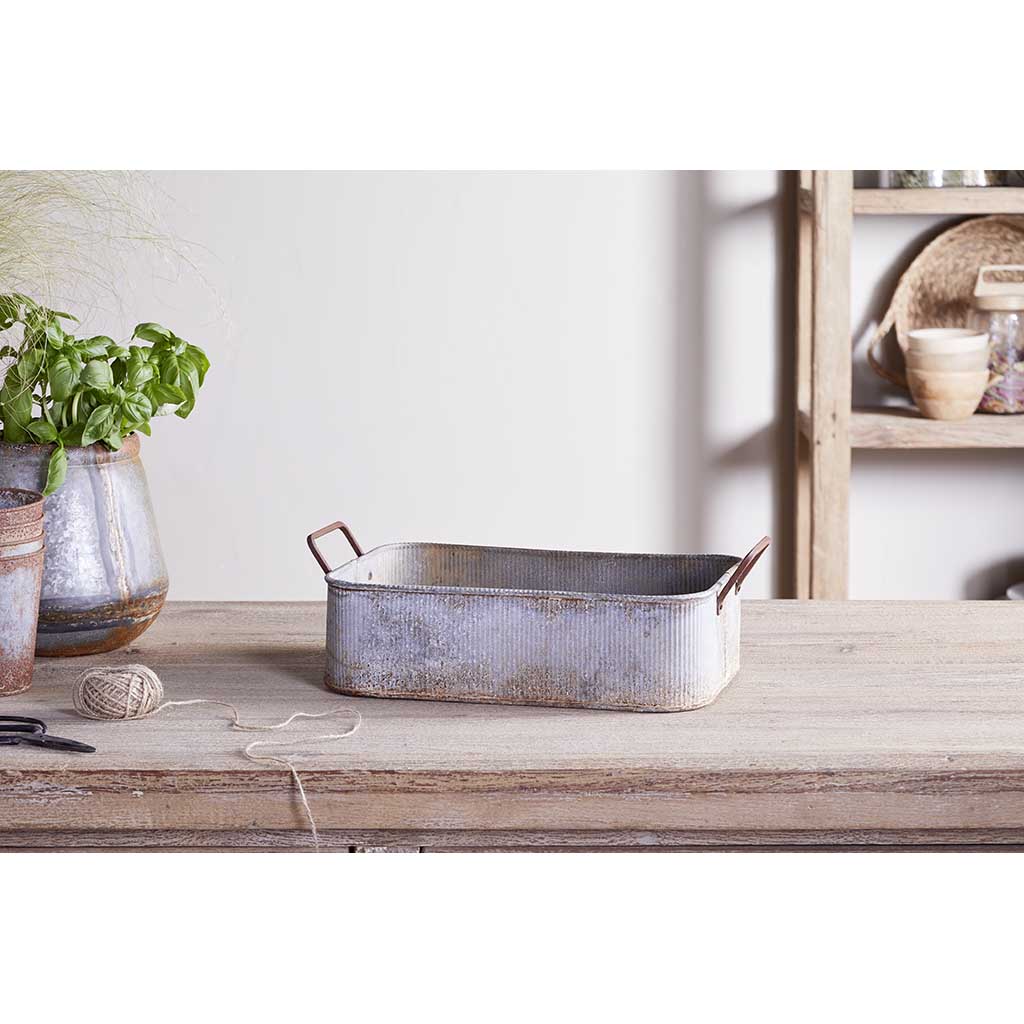 nkuku plant pot nkuku | Japos Outdoor Planter Tray | Metal Beer Bucket | Aged Zinc