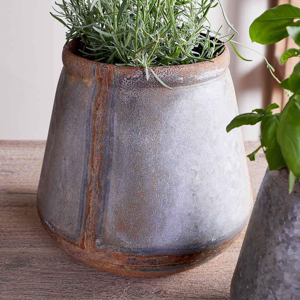 nkuku plant pot nkuku | Mamba Outdoor Planter | Aged Zinc Planter | Aged Zinc