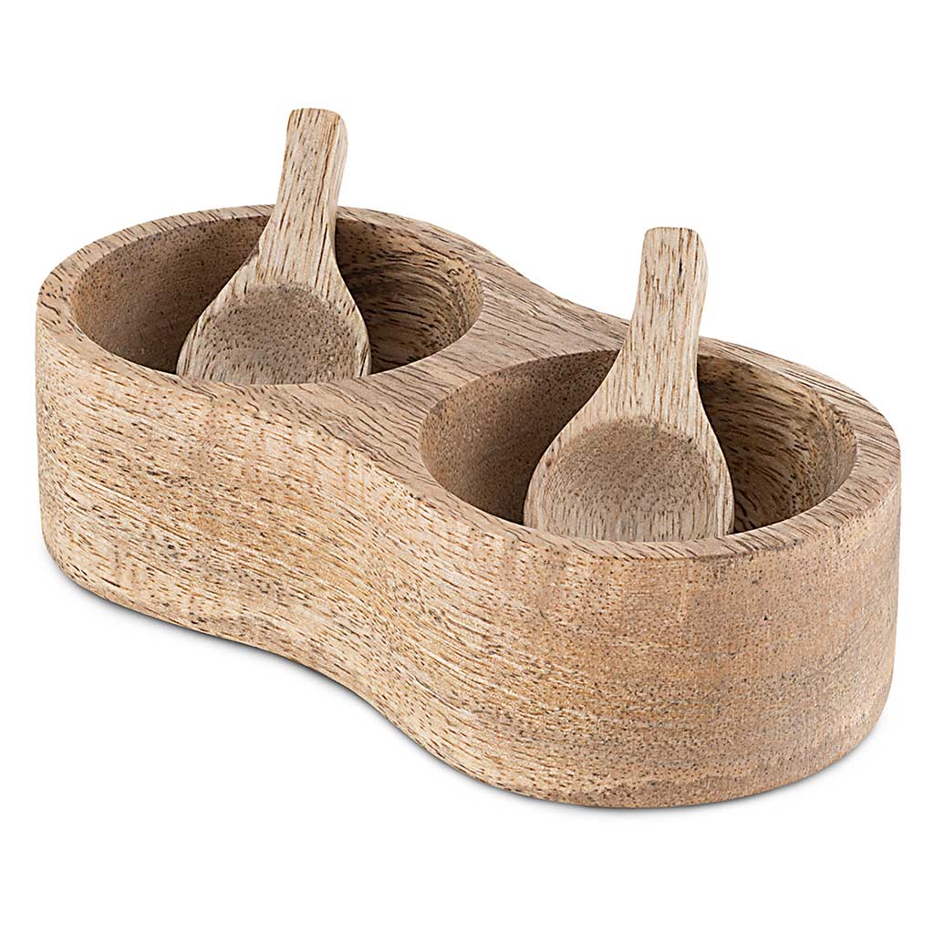 Milaku Mango Wood Salt & Pepper Server