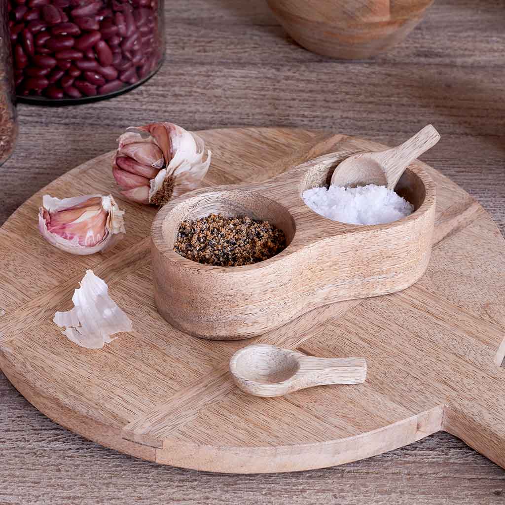 Milaku Mango Wood Salt & Pepper Server nkuku MS6001 Cooking Accessories One Size / Natural