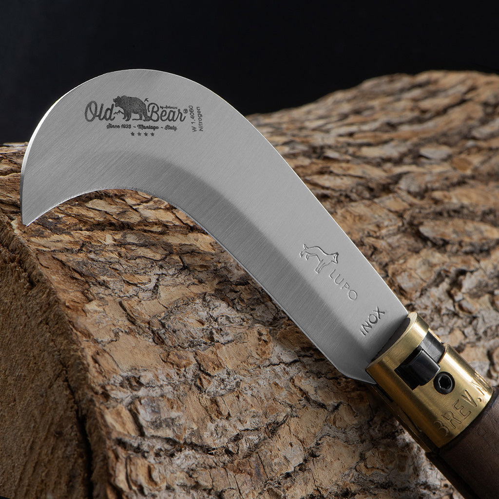 Walnut Folding Pruner Knife | Stainless Steel Old Bear Pocket Knives