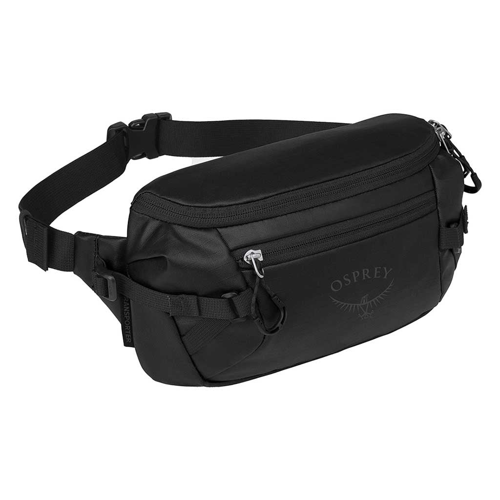 Osprey | Transporter Waist Pack | Travel Hip Pack | Raven Black/Black