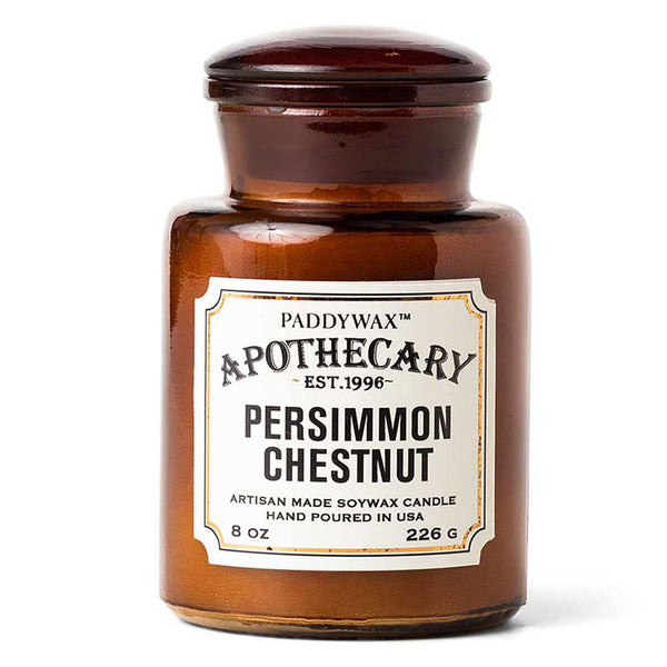 Apothecary Glass Candle | Persimmon & Chestnut Paddywax APG818EU Candles 8 oz / Amber