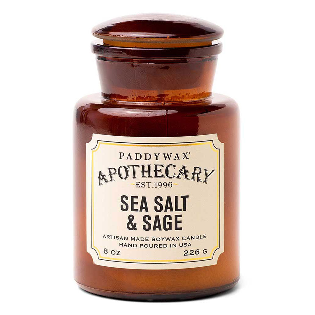 Apothecary Glass Candle | Sea Salt &amp; Sage Paddywax APG809EU Candles 8 oz / Amber