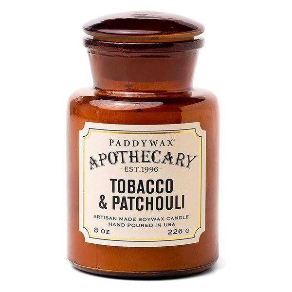 Apothecary Glass Candle | Tobacco & Patchouli Paddywax APG806EU Candles 8 oz / Amber