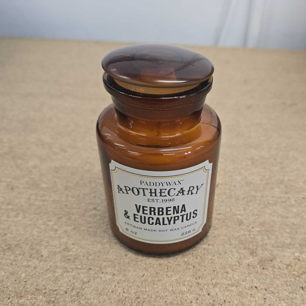 Apothecary Glass Candle | Verbena & Eucalyptus | SMALL DEFECT SALE Paddywax SDS-APG805EU Candles 8 oz / Amber