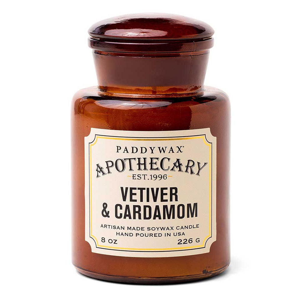Apothecary Glass Candle | Vetiver &amp; Cardamom Paddywax APG801EU Candles 8 oz / Amber