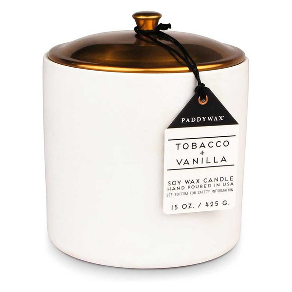 Hygge 15oz Ceramic | Tobacco & Vanilla Paddywax HY1502EU Candles 15 oz / White