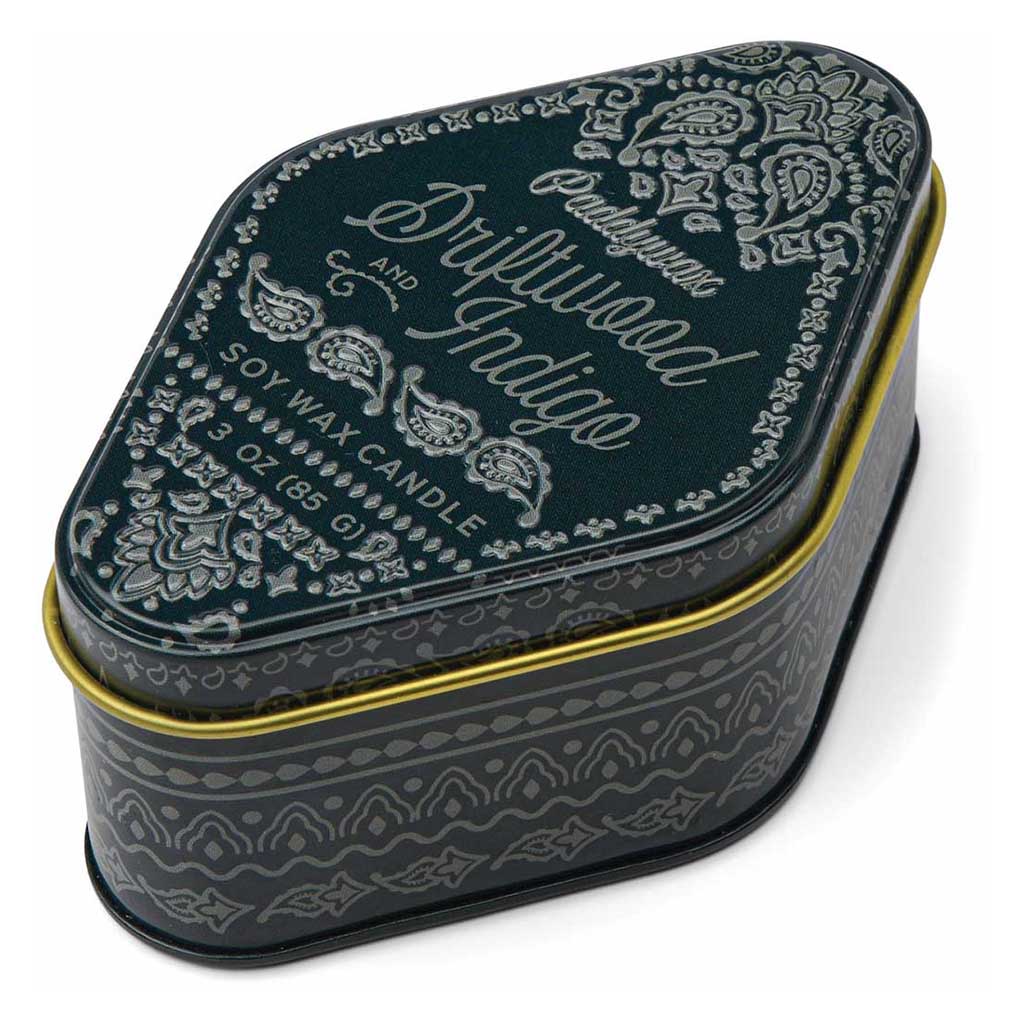 Station Printed Tin Candle Driftwood &