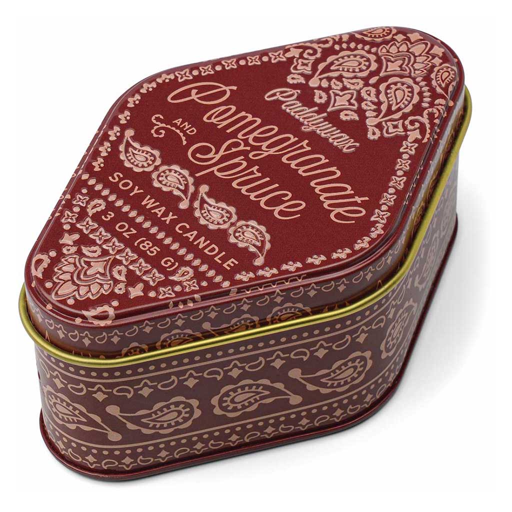 Station Printed Tin Candle Pomegranate & Spruce