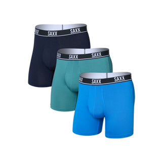 Essential Performance Mesh Boxer Brief Fly | 3 Pack - S / Blue/Teal/Maritime