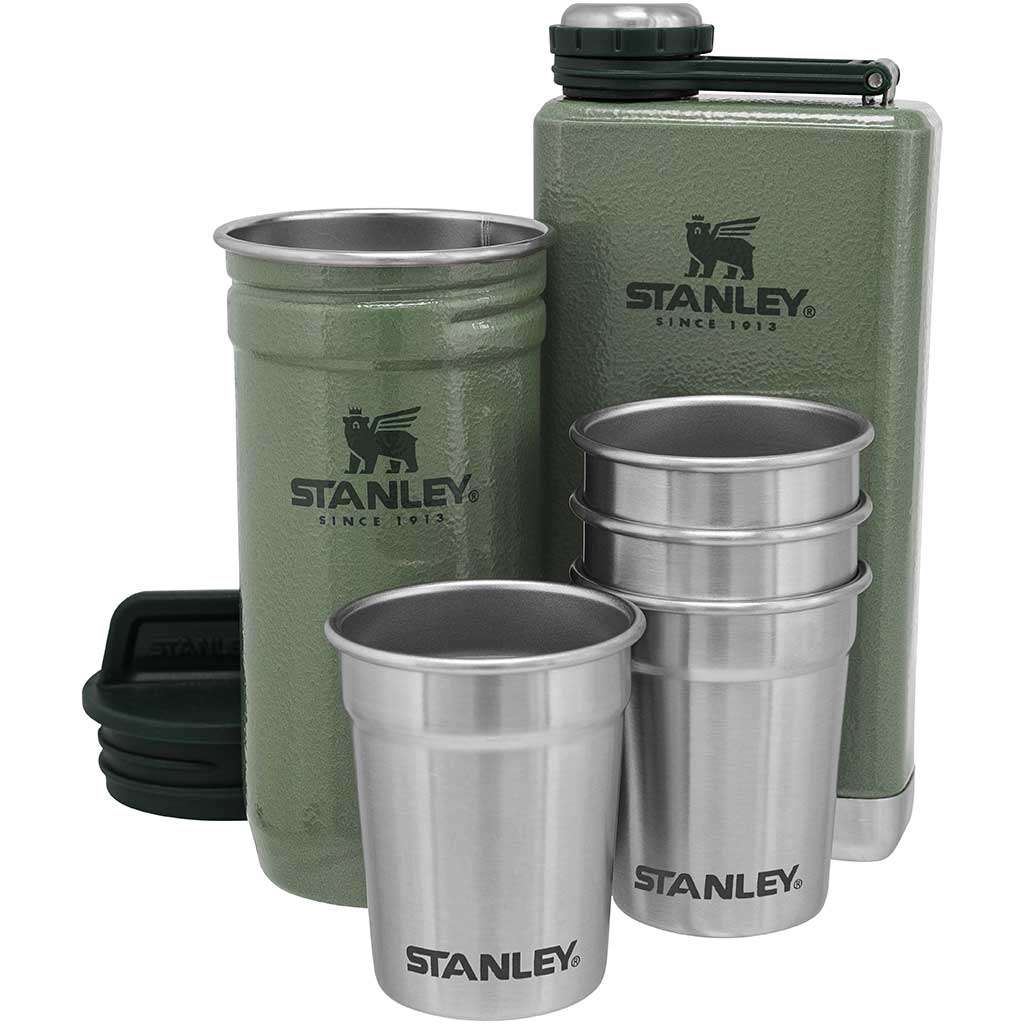 Pre-Party Shot Glass &amp; Flask Set Stanley 10-01883-034 Camp Flasks 230ml / Hammertone Green