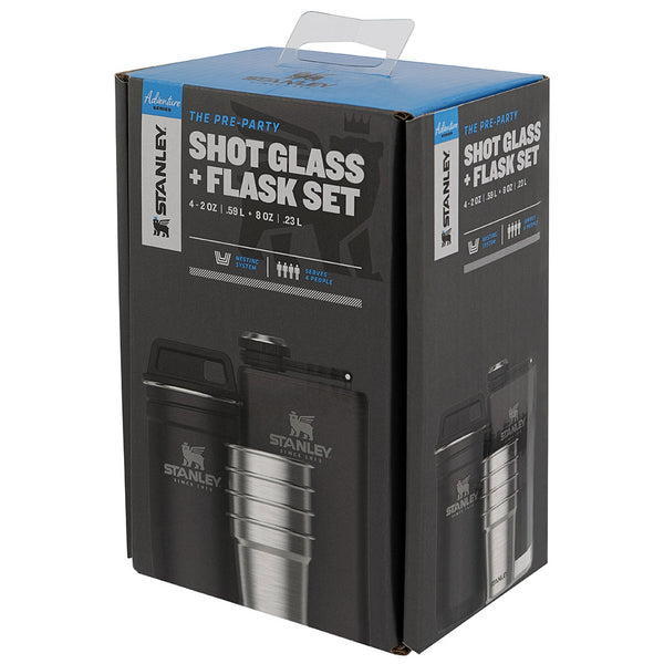Stanley | Pre-Party Shot Glass & Flask Set | Black | Hip Flask