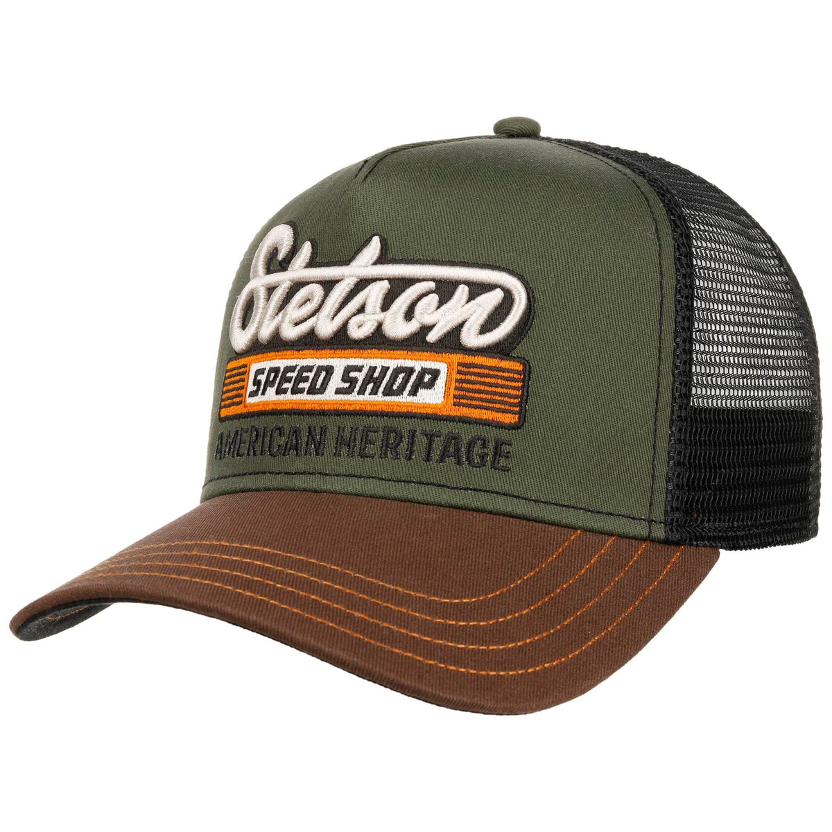 Trucker Cap | Speed Shop Stetson 7741135-64-OS Caps &amp; Hats One Size / Chestnut/Olive