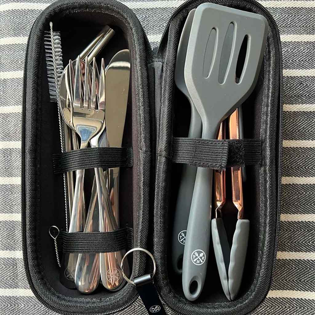 Cooking and Cutlery Kit The Nomads Kitchen TNK003 Cutlery Sets 2 Person / Black